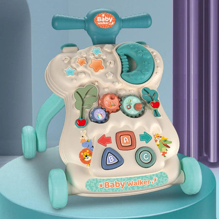 baby walker beige bleu face