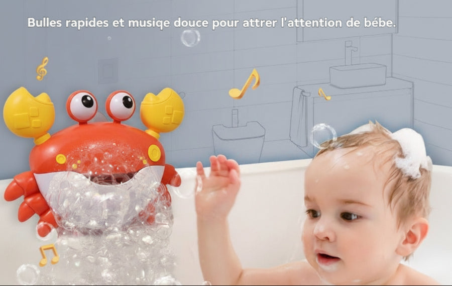 Jouet baignoire bébé - Crabe™ à bulles et musique