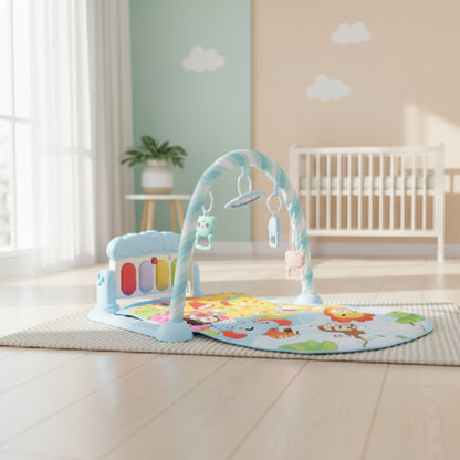 tapis éveil bébé bleu ciel jungle